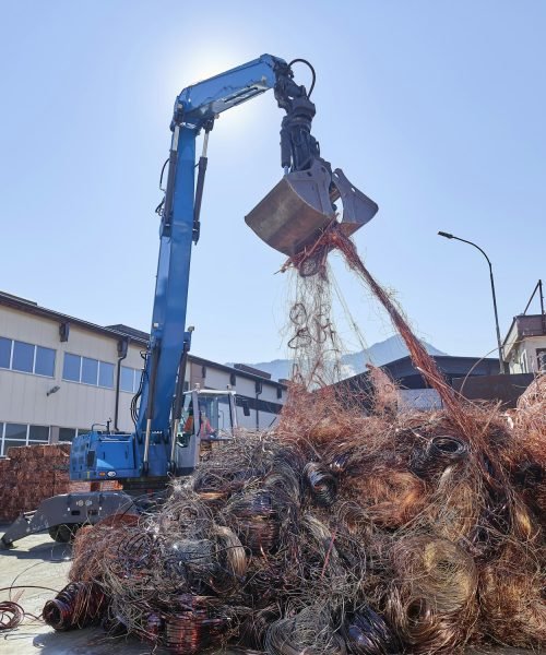 Austria, Tyrol, Brixlegg, Electronic copper wires being recycled in junkyard