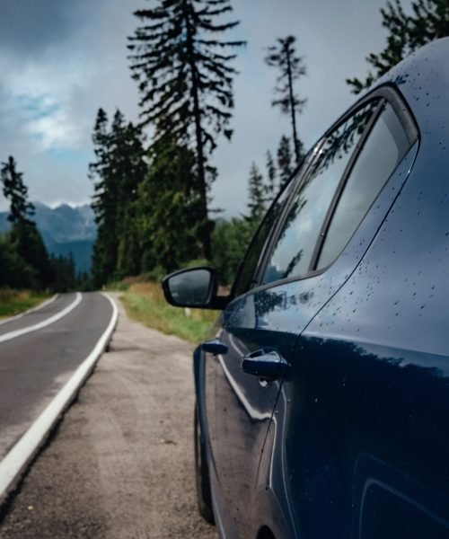 car for traveling on a mountain road