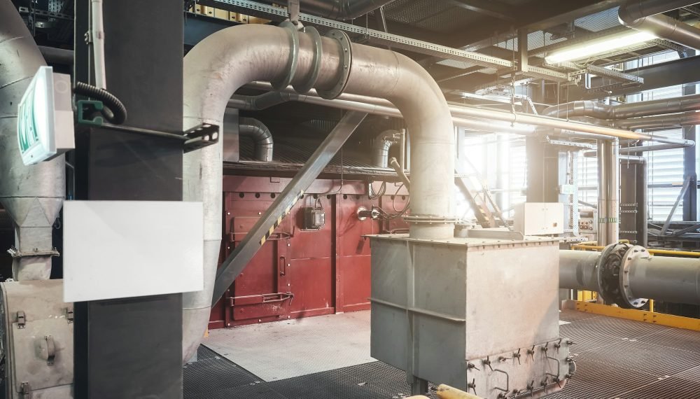 Industrial infrastructure at a waste incineration plant.